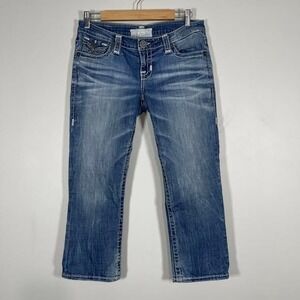 Big Star‎ Liv Capri Crop Jeans Womens 28R Low Rise Light Wash Denim Whiskers